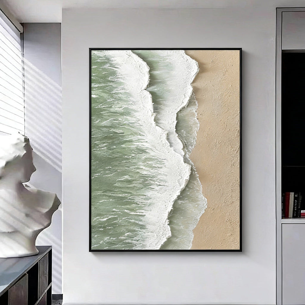3D Textured Minimalist Coastal Painting - Shore Divide
