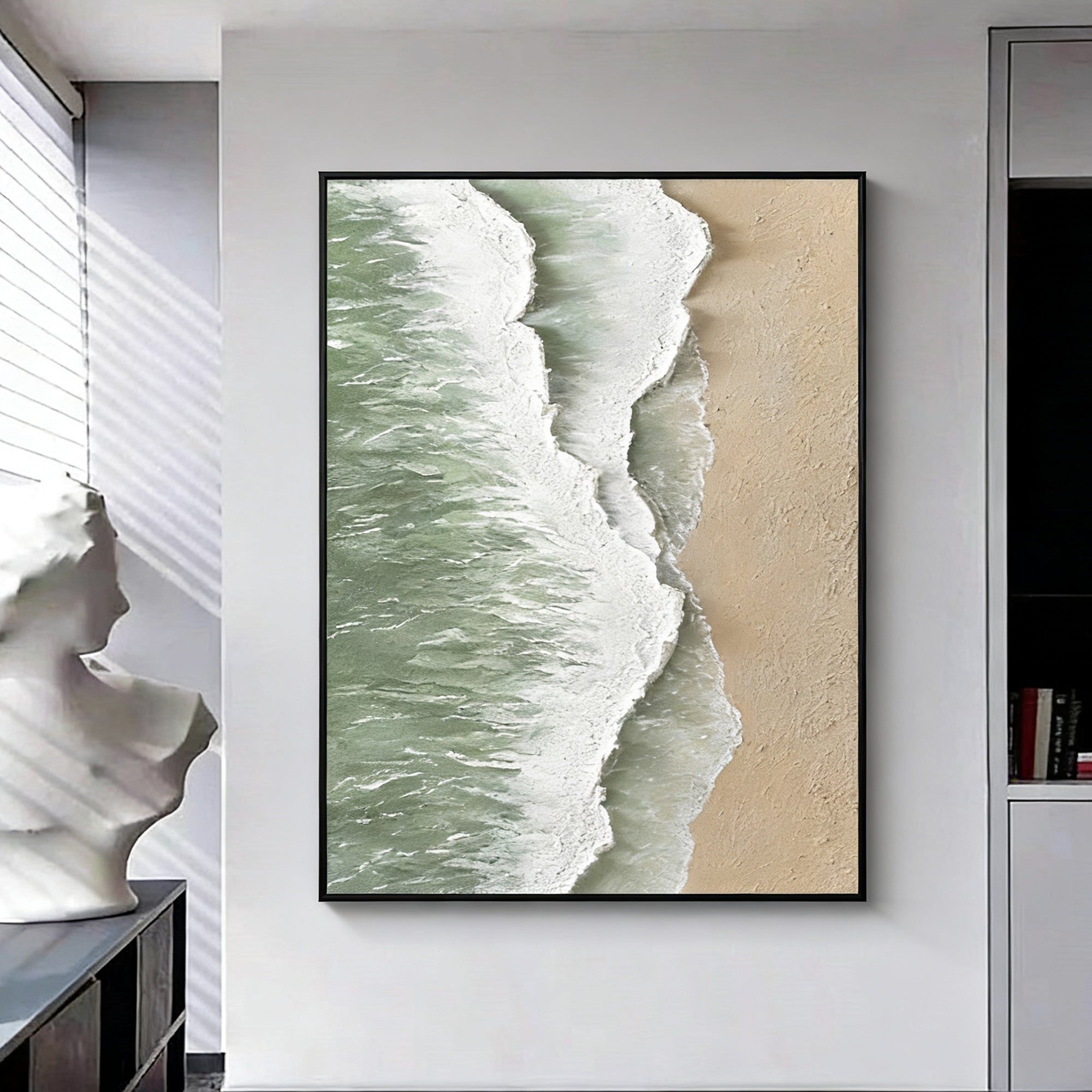 3D Textured Minimalist Coastal Painting - Shore Divide