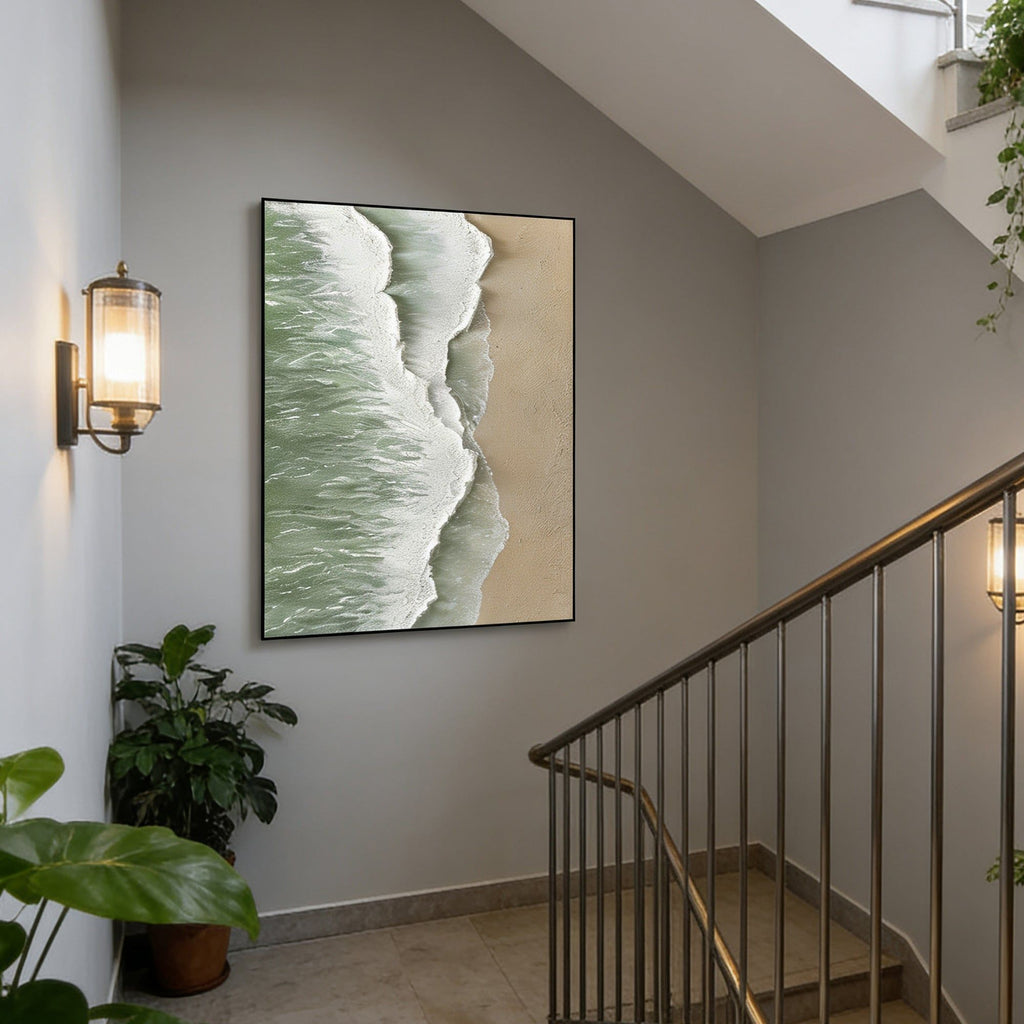 3D Textured Minimalist Coastal Painting - Shore Divide