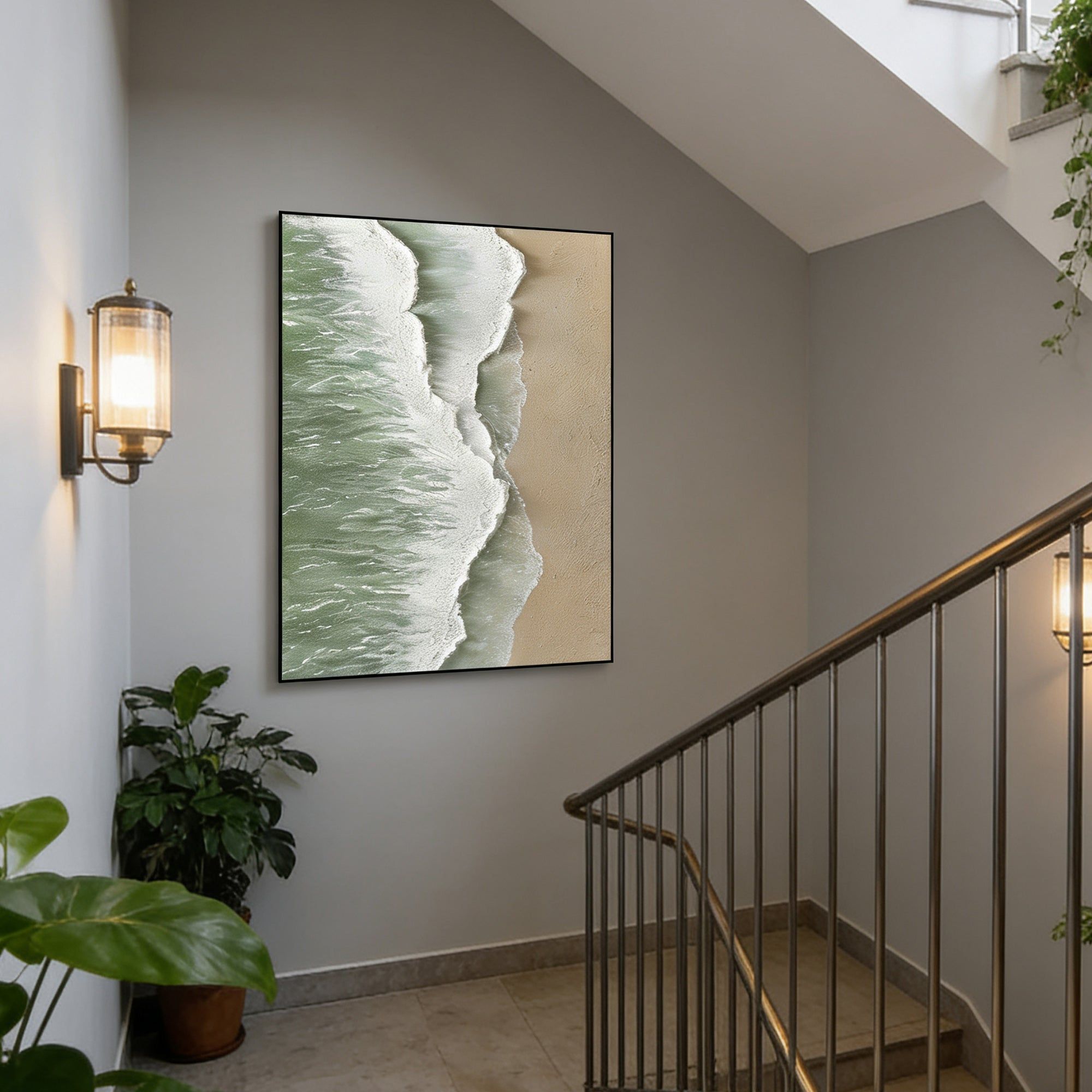 3D Textured Minimalist Coastal Painting - Shore Divide