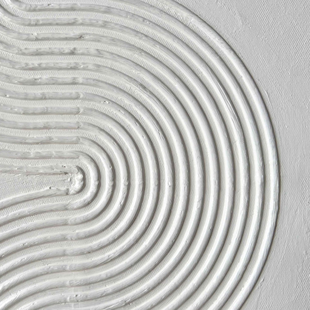 3D Textured Scandinavian White Wall Art - Silent Current