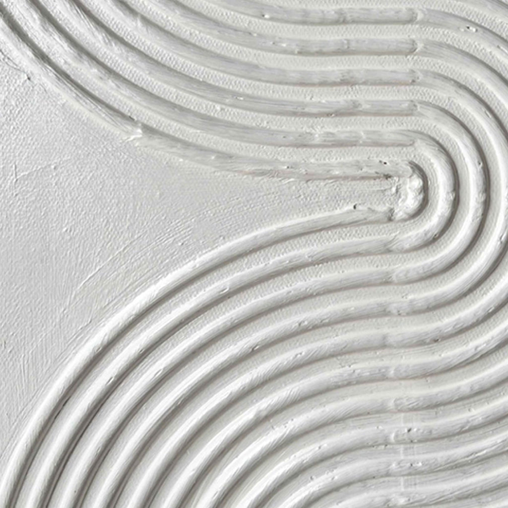 3D Textured Scandinavian White Wall Art - Silent Current