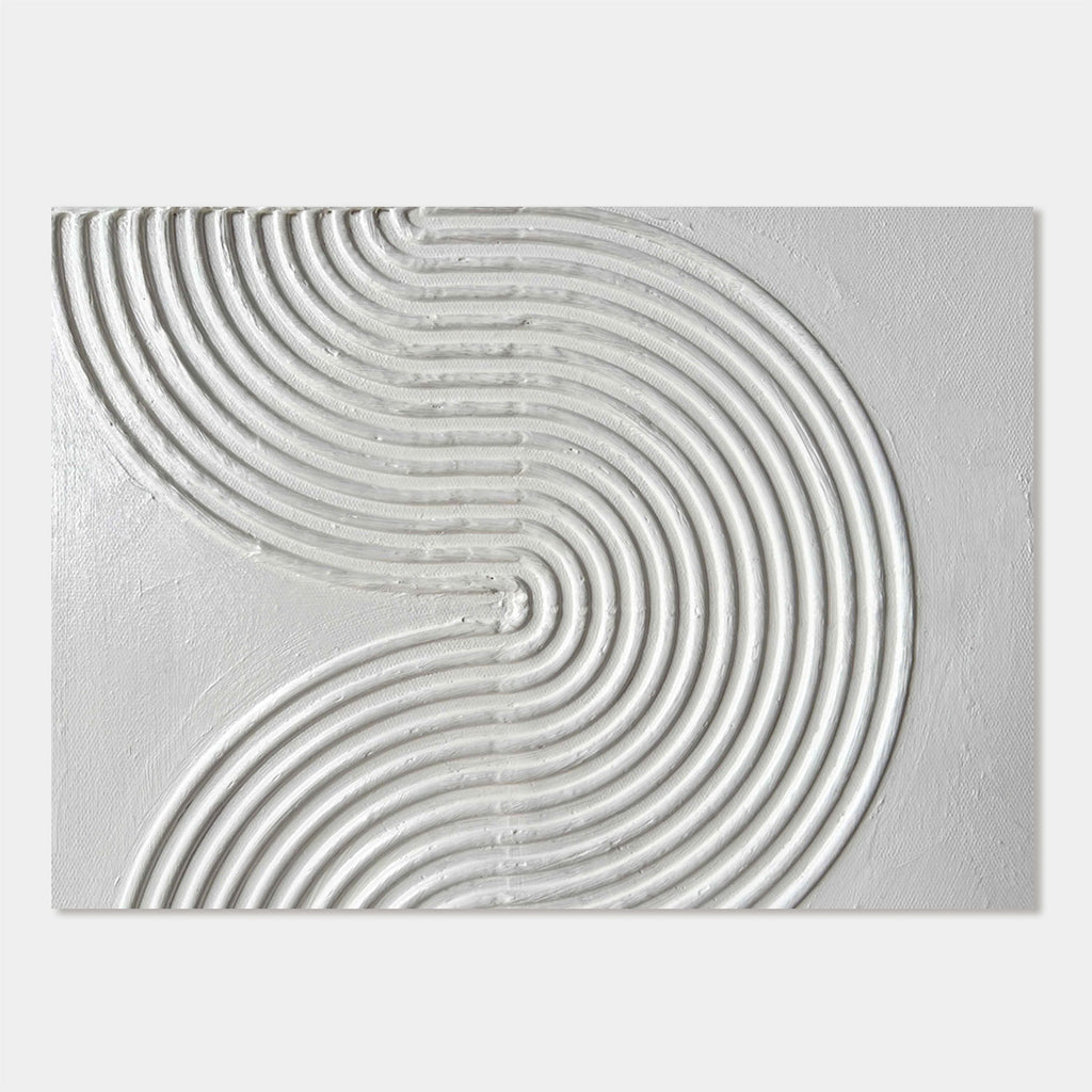 3D Textured Scandinavian White Wall Art - Silent Current