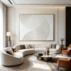 3D Textured Scandinavian White Wall Art - Silent Current