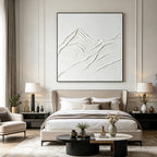 3D Textured Minimalist White Mountain Canvas Art - Silent Peak