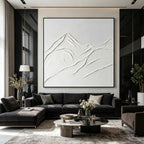 3D Textured Minimalist White Mountain Canvas Art - Silent Peak