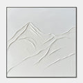 3D Textured Minimalist White Mountain Canvas Art - Silent Peak