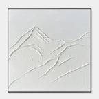3D Textured Minimalist White Mountain Canvas Art - Silent Peak