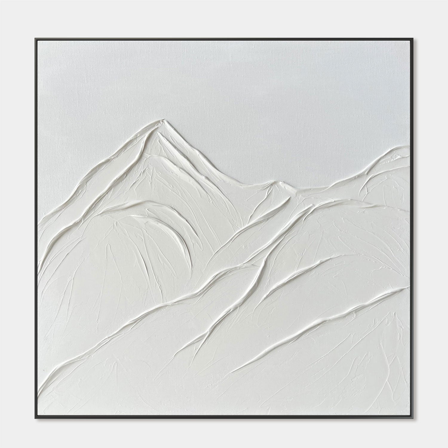 3D Textured Minimalist White Mountain Canvas Art - Silent Peak