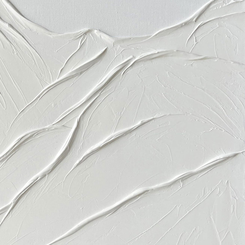 3D Textured Minimalist White Mountain Canvas Art - Silent Peak