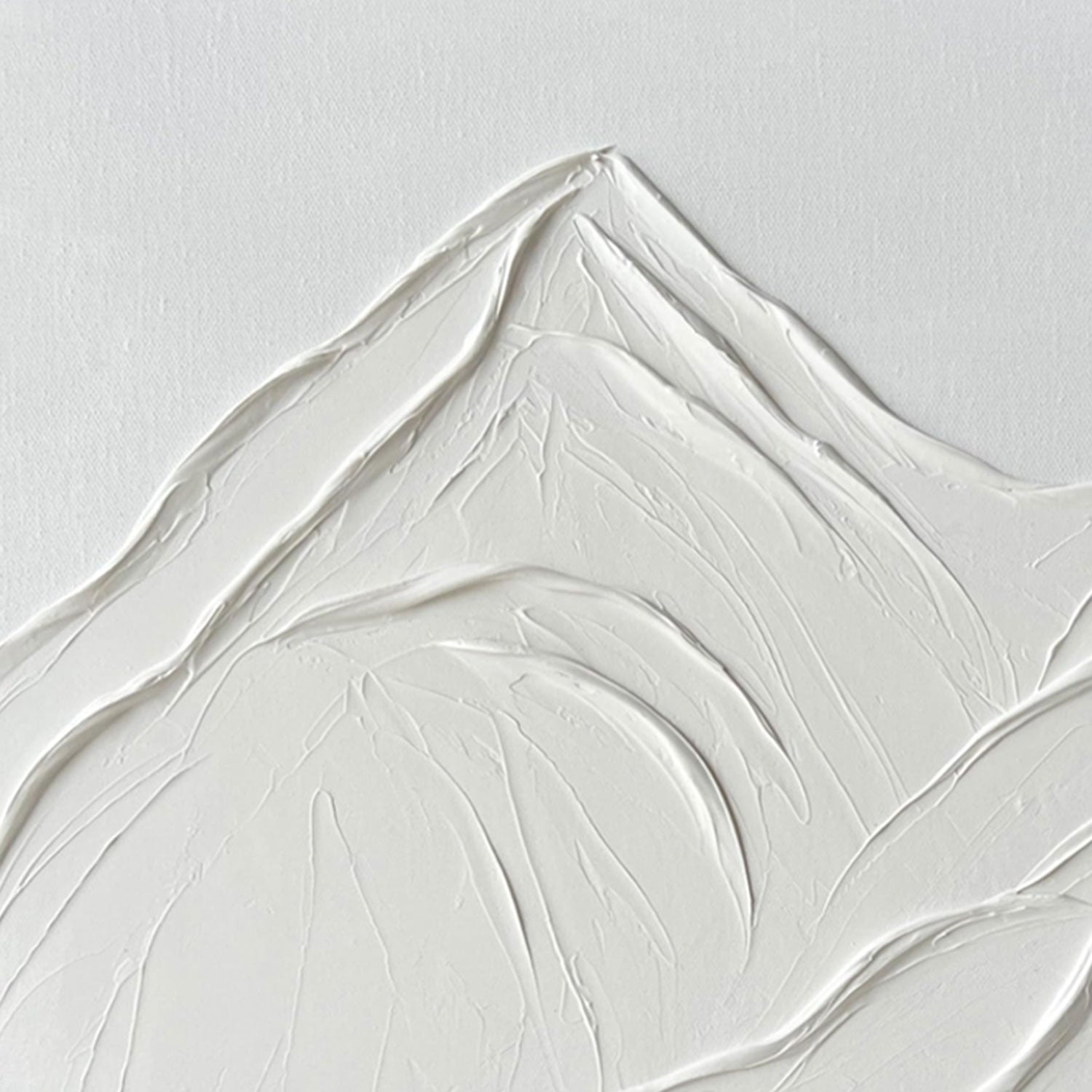 3D Textured Minimalist White Mountain Canvas Art - Silent Peak