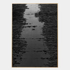 Minimalist black textured canvas wall art with a Wabi-Sabi aesthetic, featuring eco-friendly acrylic paints and a subtle vintage appeal.