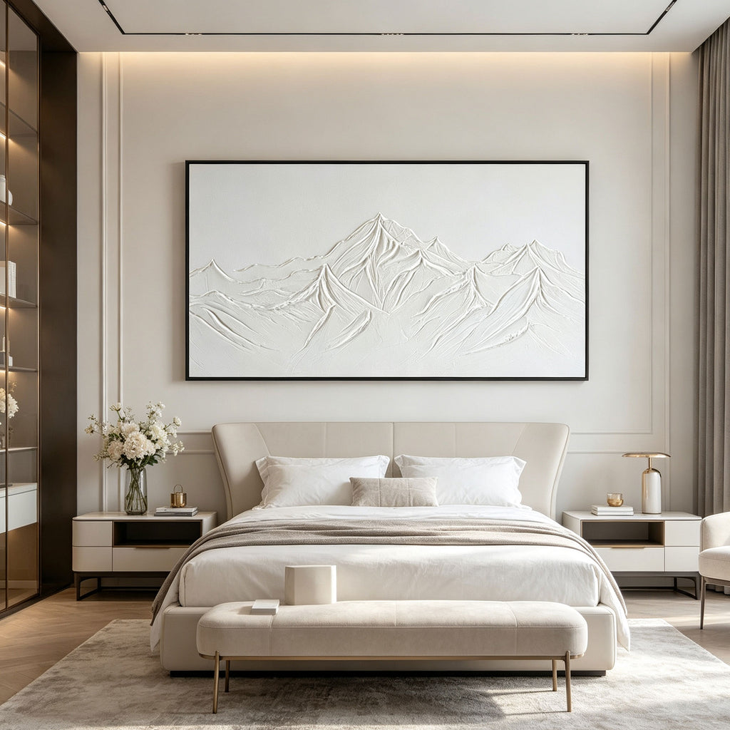 3D Textured Minimalist Snow Mountain Wall Art - Snow Ridge