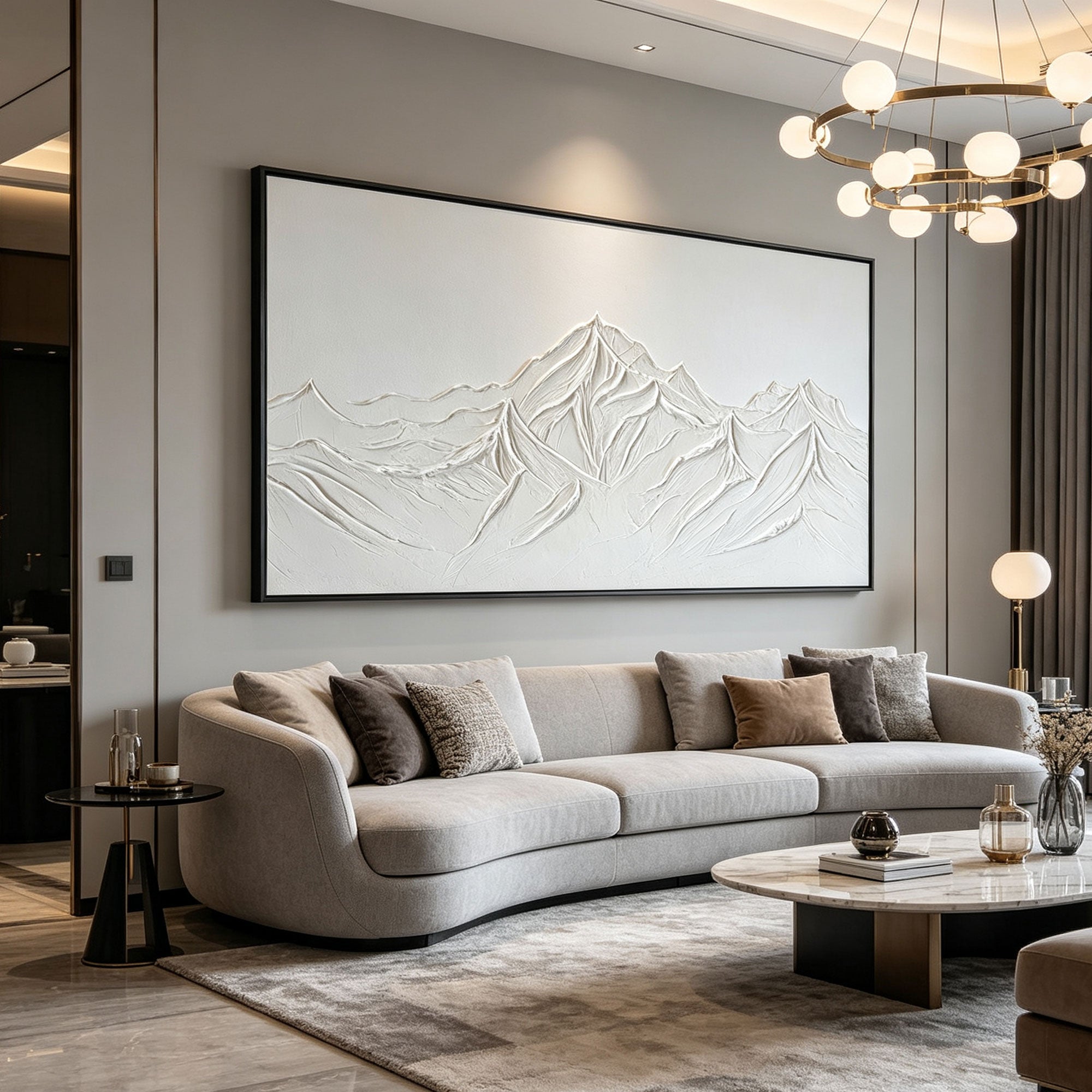 3D Textured Minimalist Snow Mountain Wall Art - Snow Ridge