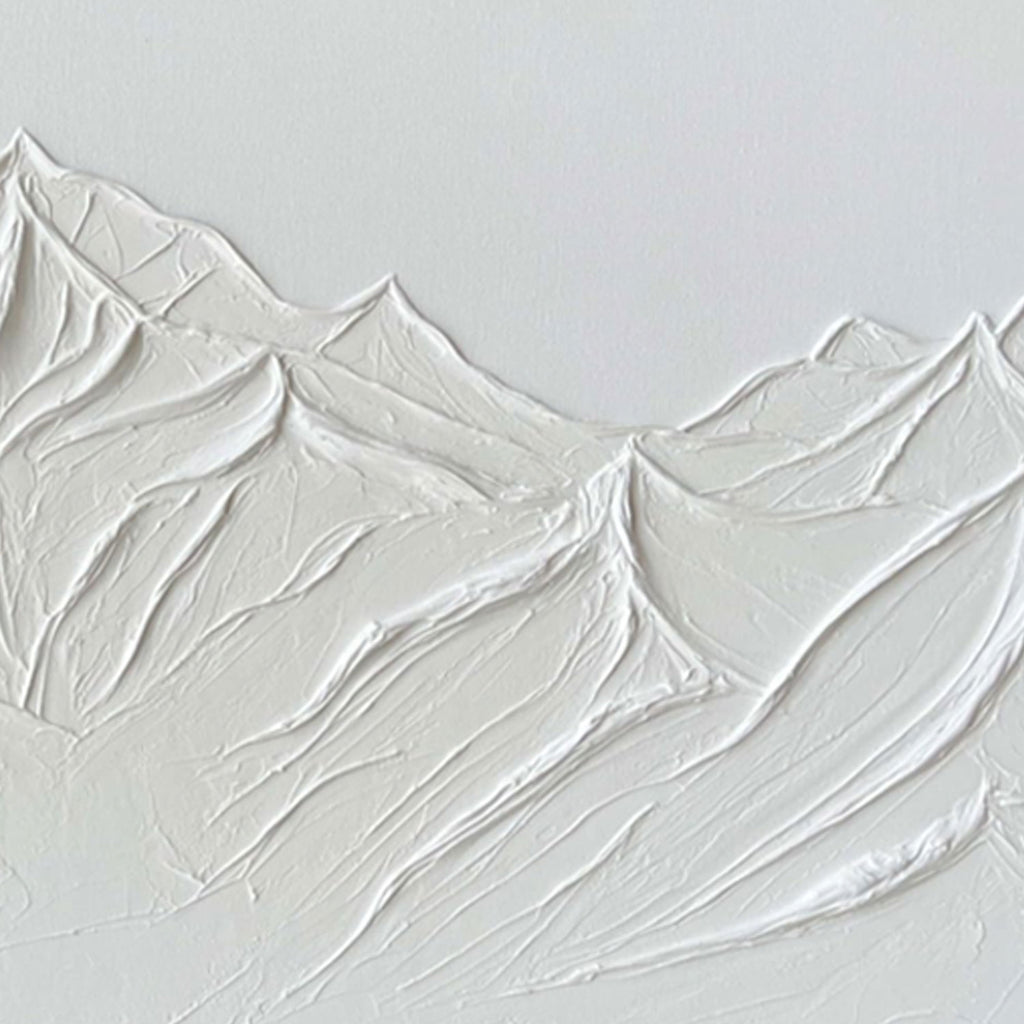 3D Textured Minimalist Snow Mountain Wall Art - Snow Ridge