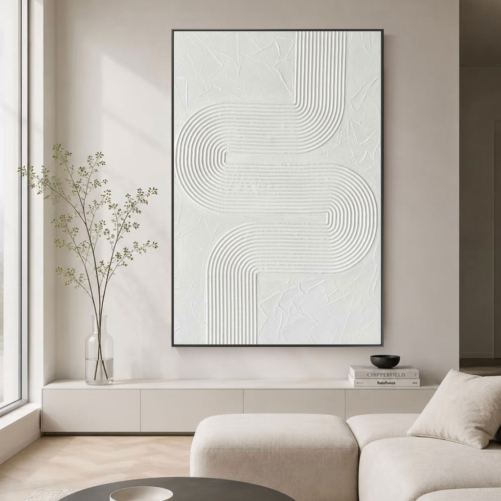 3D Textured Scandinavian Geometric Canvas Art - Stone Current