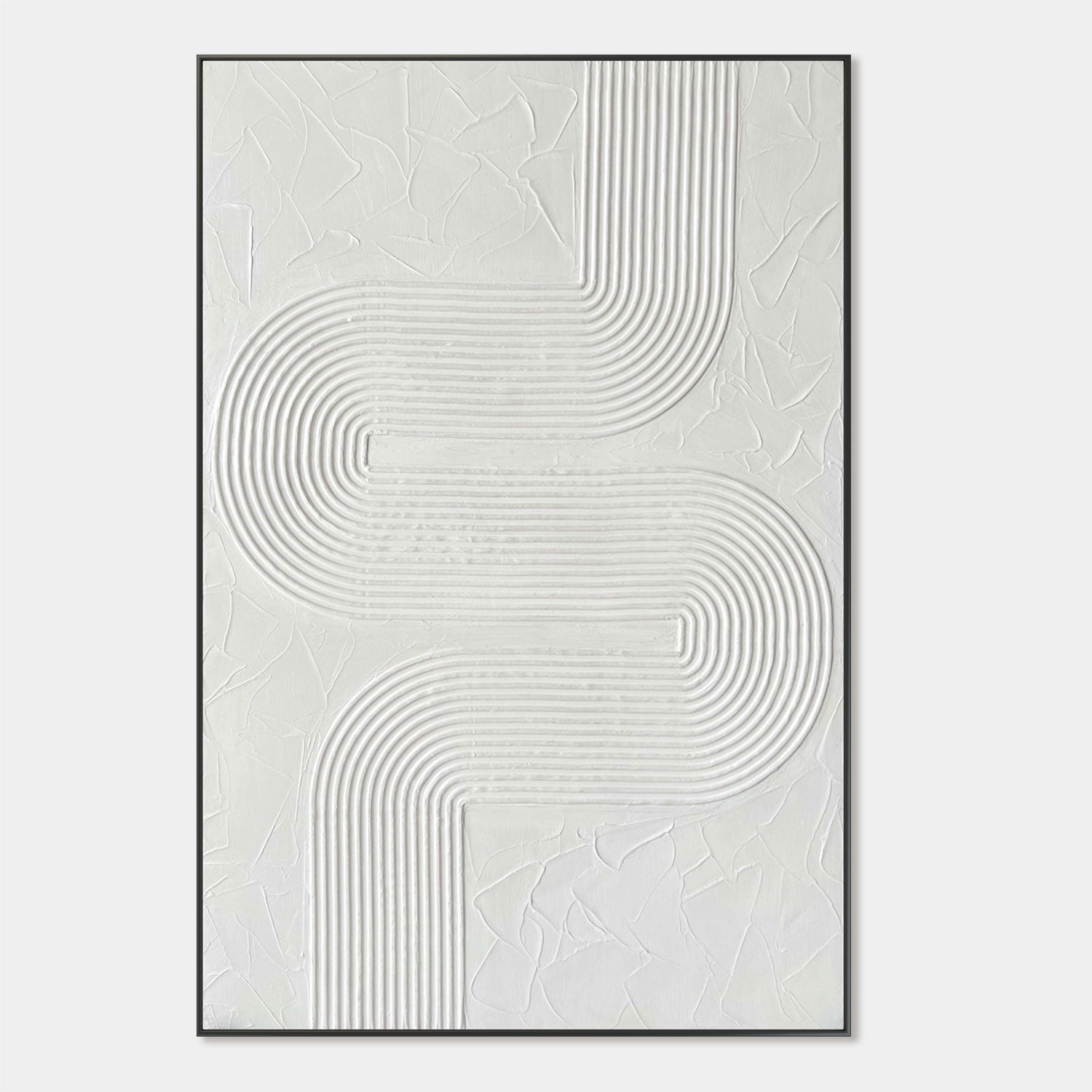 3D Textured Scandinavian Geometric Canvas Art - Stone Current