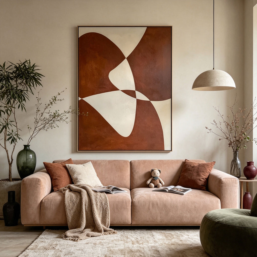 Mid Century Modern Geometric Rust Wall Art - Terra Flow