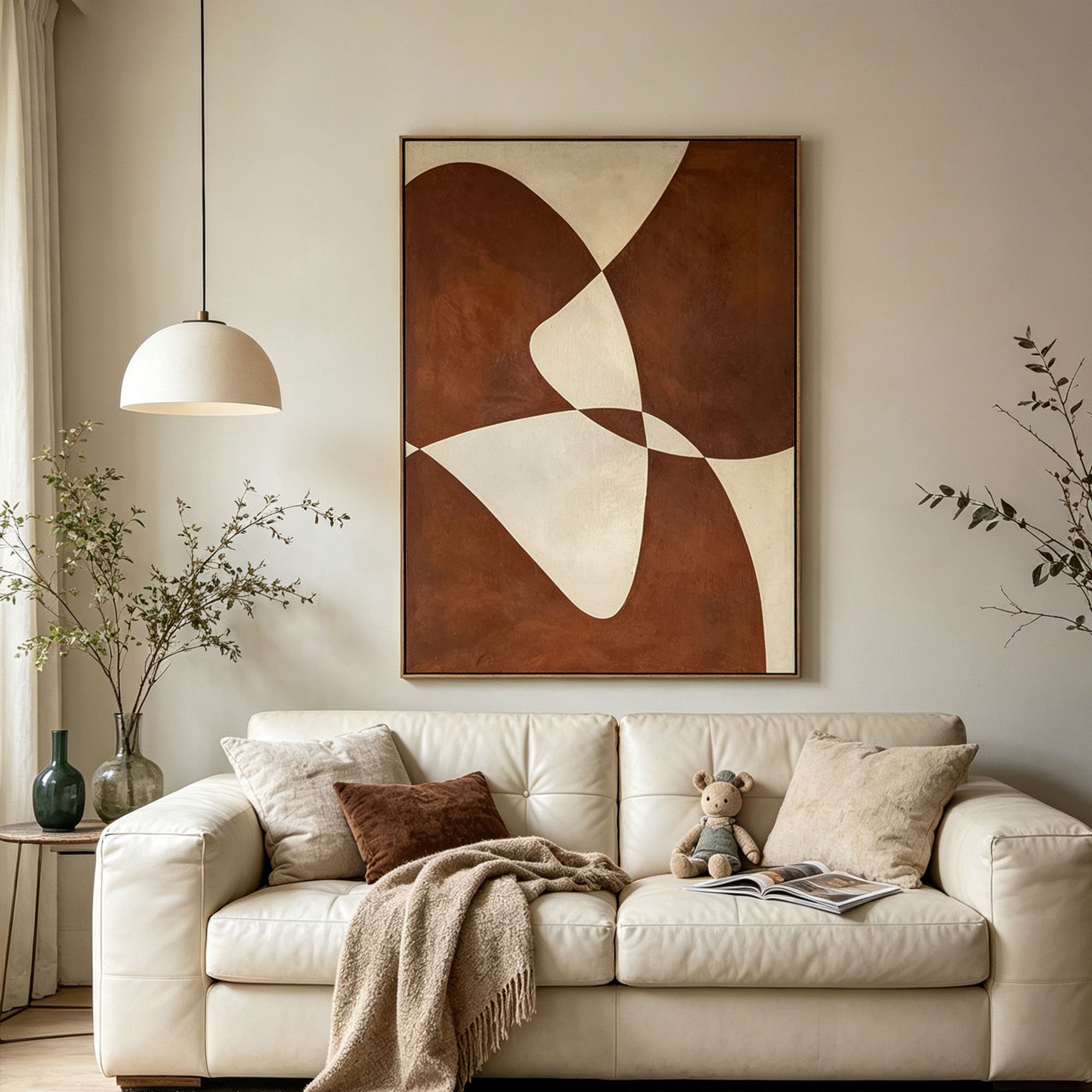 Mid Century Modern Geometric Rust Wall Art - Terra Flow