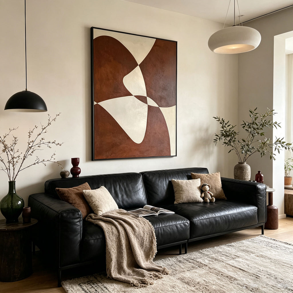 Mid Century Modern Geometric Rust Wall Art - Terra Flow