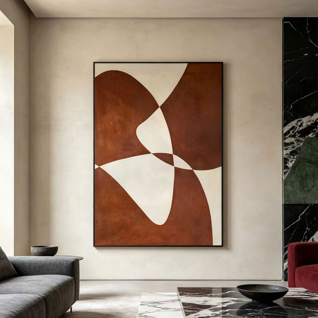 Mid Century Modern Geometric Rust Wall Art - Terra Flow