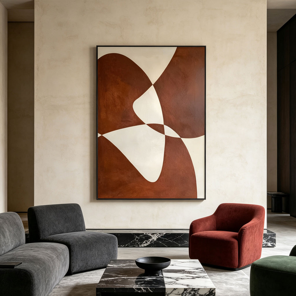 Mid Century Modern Geometric Rust Wall Art - Terra Flow