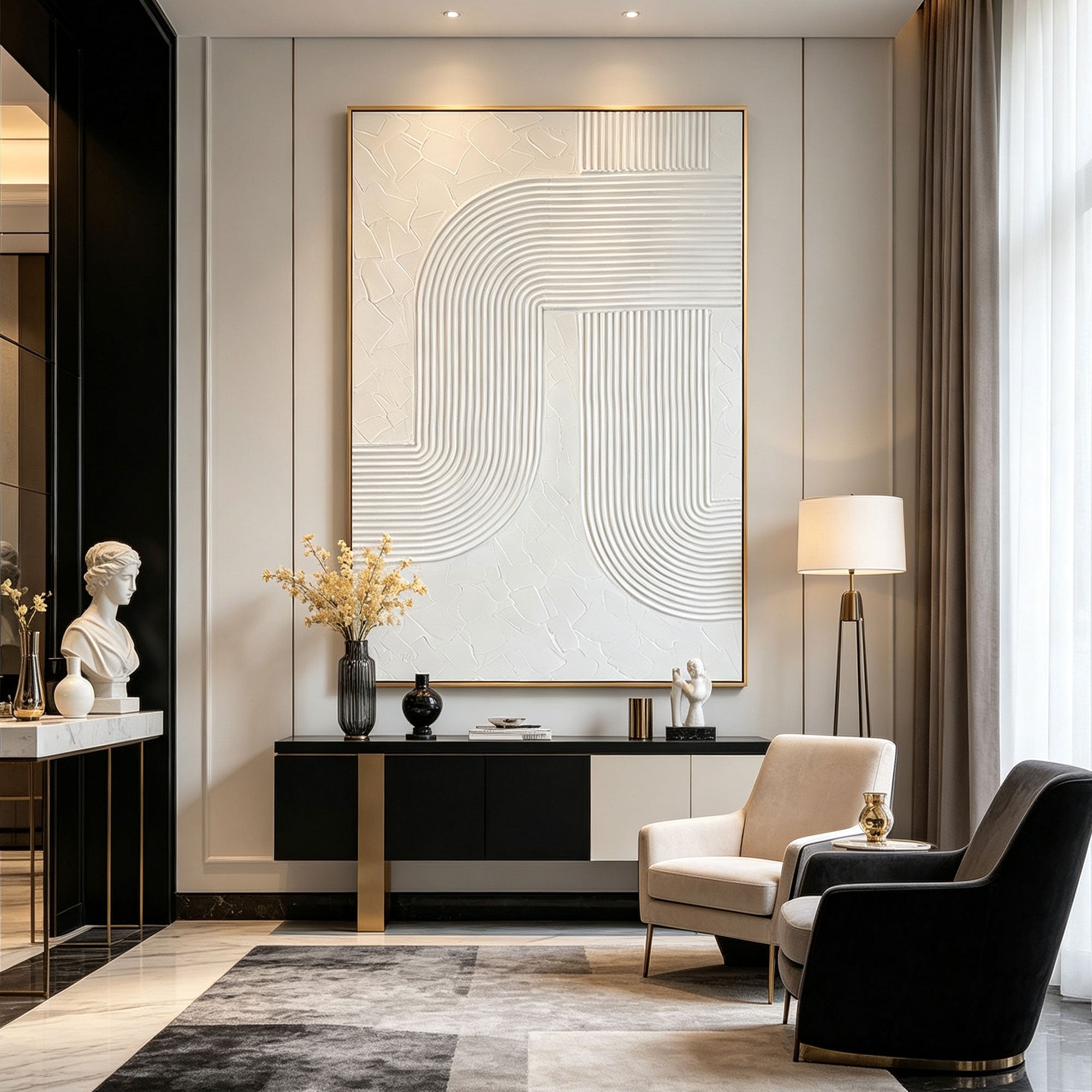 3D Textured Scandinavian Geometric Artwork - Twin Passage
