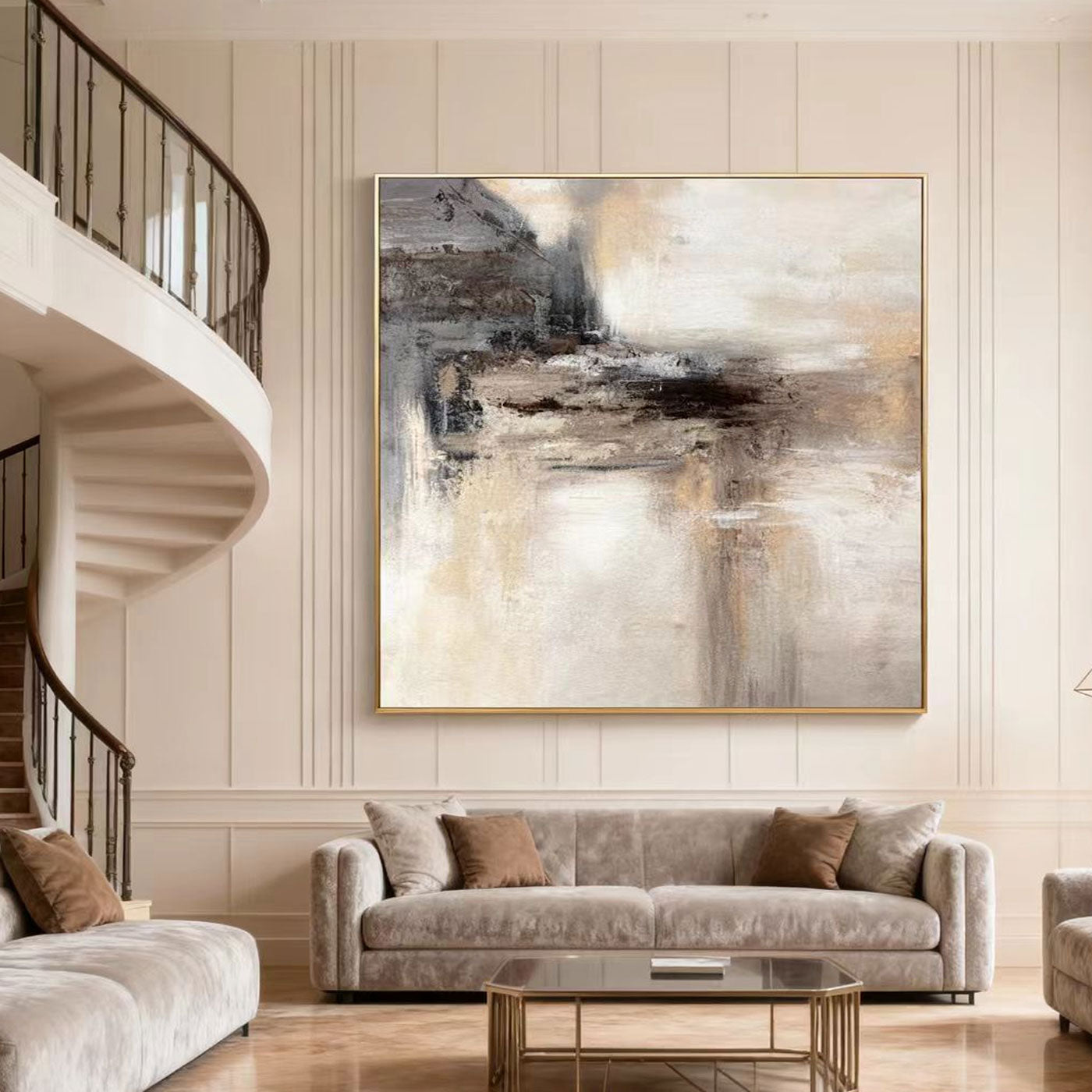 Wabi Sabi Abstract Landscape Painting - Veiled Tides