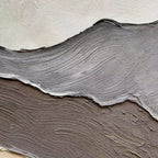 Lumi Gallery's hand-painted Wabi Sabi canvas art 'Stillwave' with textured gray-brown wave patterns