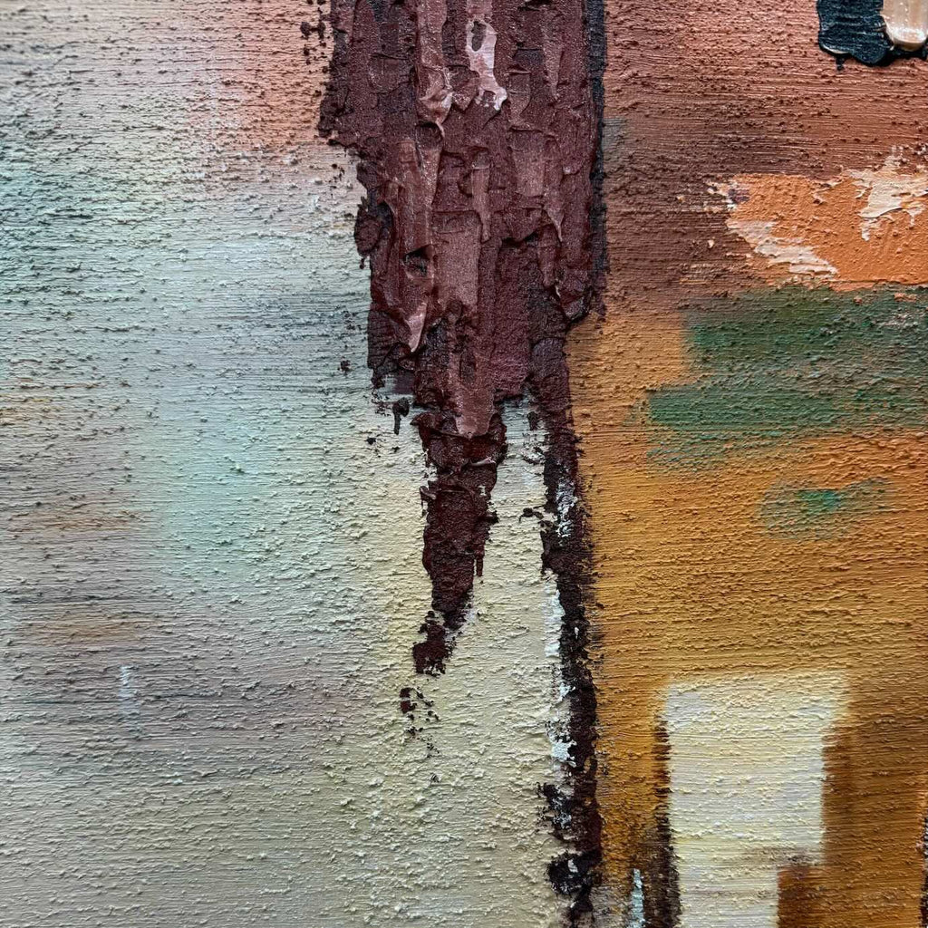 Lumi Gallery wabi-sabi abstract canvas art with textured paint, earth tones, peeling effect for modern interiors