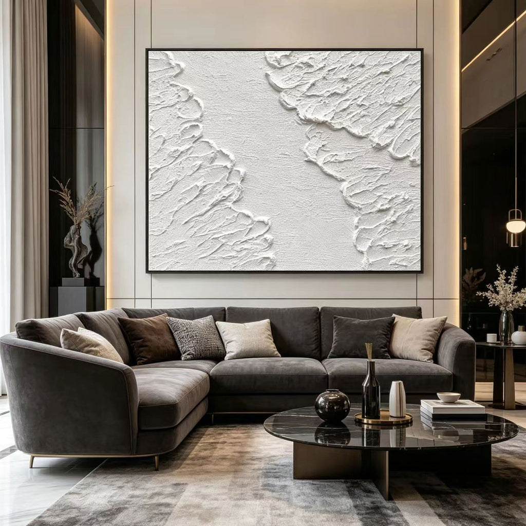 Wabi Sabi 3D Textured Abstract Wall Art - White Rift
