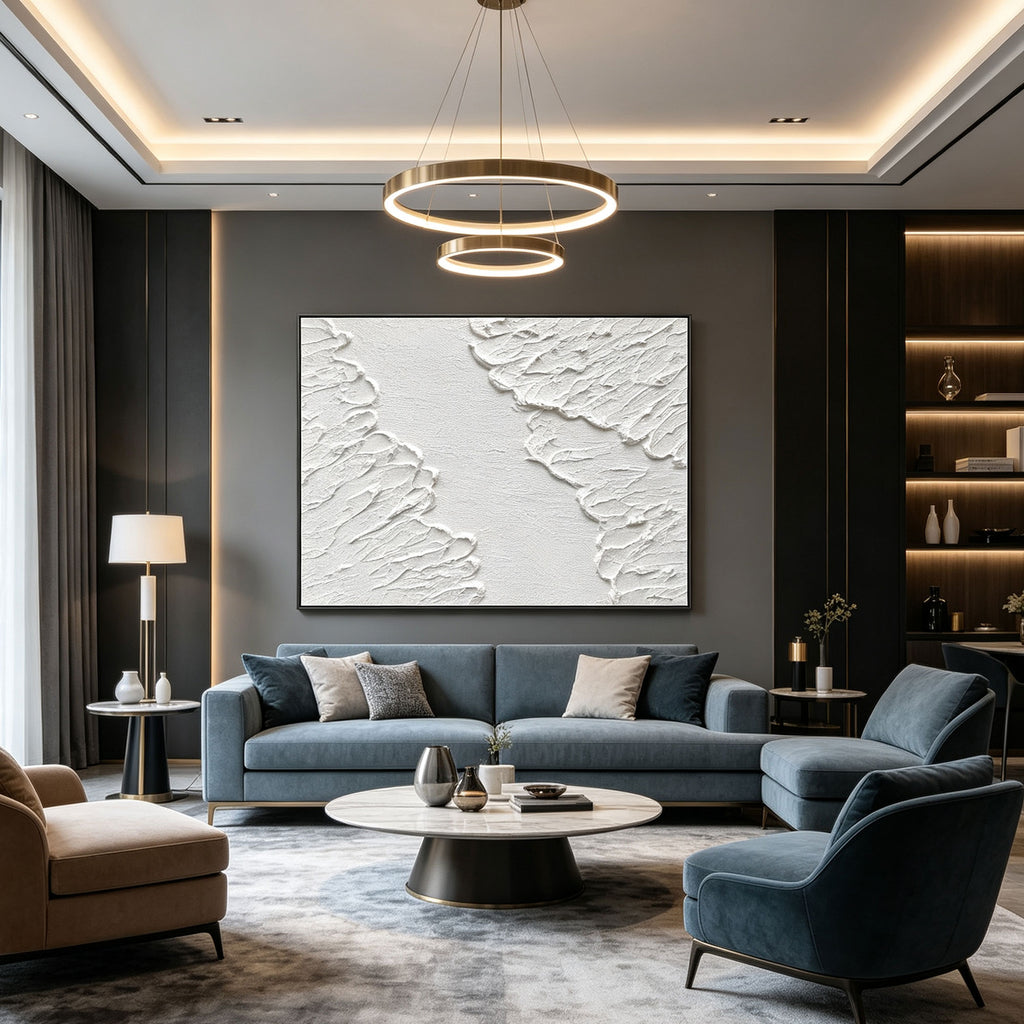 Wabi Sabi 3D Textured Abstract Wall Art - White Rift