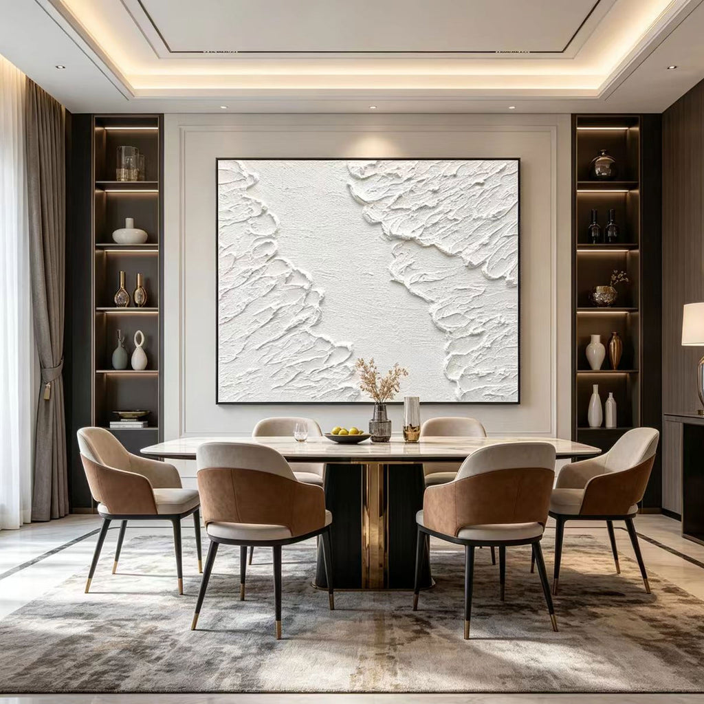 Wabi Sabi 3D Textured Abstract Wall Art - White Rift