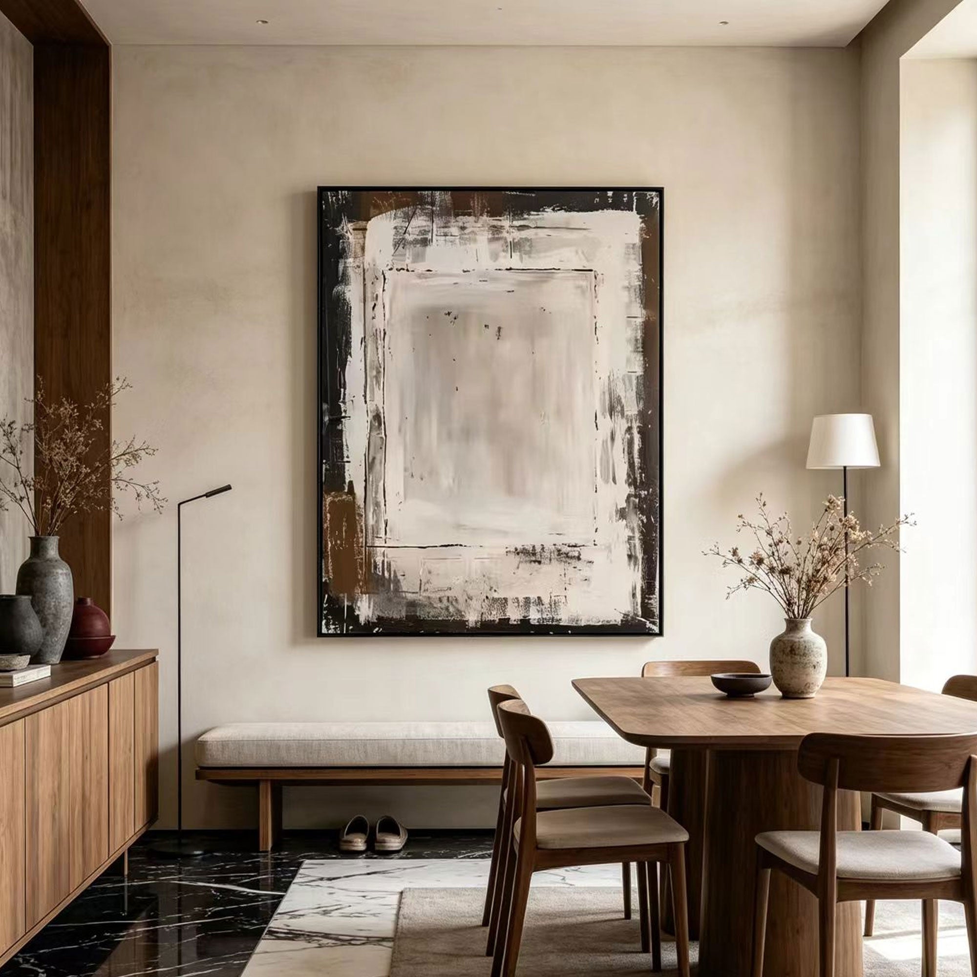 Wabi Sabi Minimalist White Wall Art - White Threshold