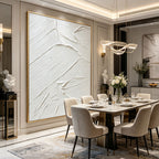3D Textured Minimalist White Abstract Painting - White Trace