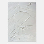 3D Textured Minimalist White Abstract Painting - White Trace