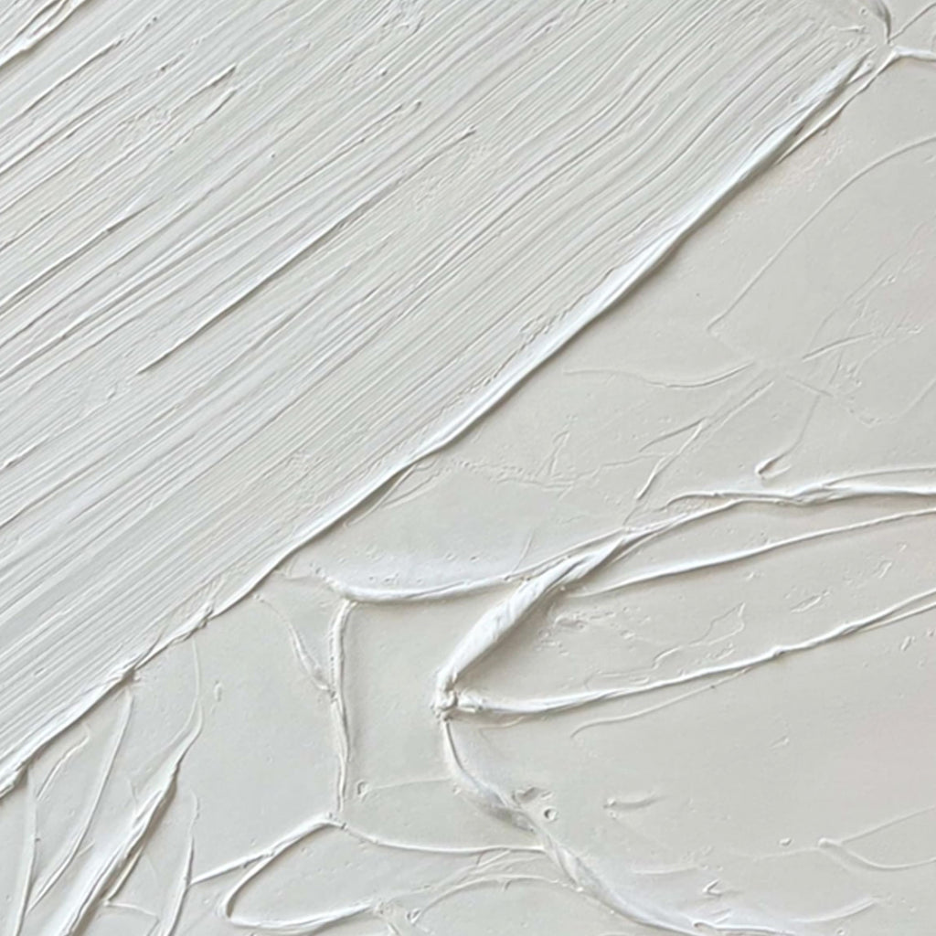 3D Textured Minimalist White Abstract Painting - White Trace