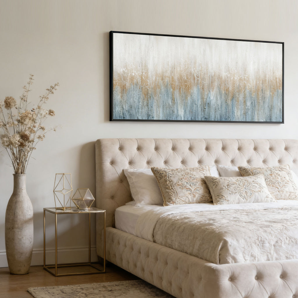 Minimalist White and Blue Modern Wall Art - Winter Veil