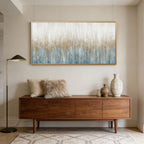 Minimalist White and Blue Modern Wall Art - Winter Veil