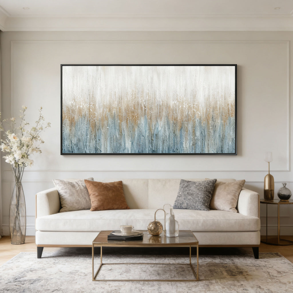 Minimalist White and Blue Modern Wall Art - Winter Veil
