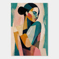 Hand-painted teal pop art abstract portrait canvas wall art by Lumi Gallery
